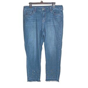 Style & Co Straight Crop Jeans Womens 14 Medium Wash High Rise Stretch Denim